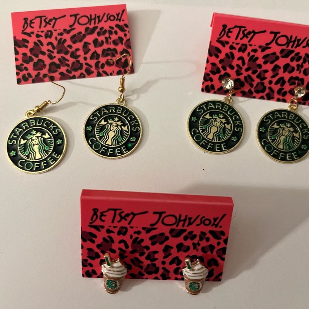 Starbucks-themed Jersey Johnson earrings